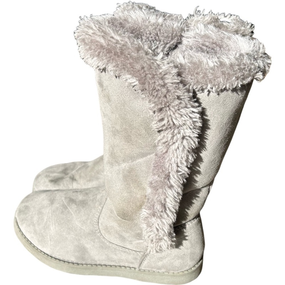 Cat & Jack Kids' gray Fur-Trimmed Boots with zipper